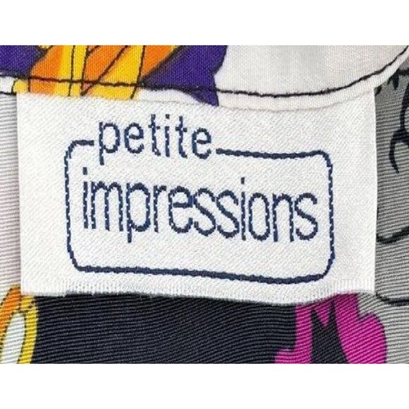 Vtg Petite Impressions‎ Women’s Multicolor Long Sleeve Blouse Retro Top 20” Ptp - Picture 4 of 5